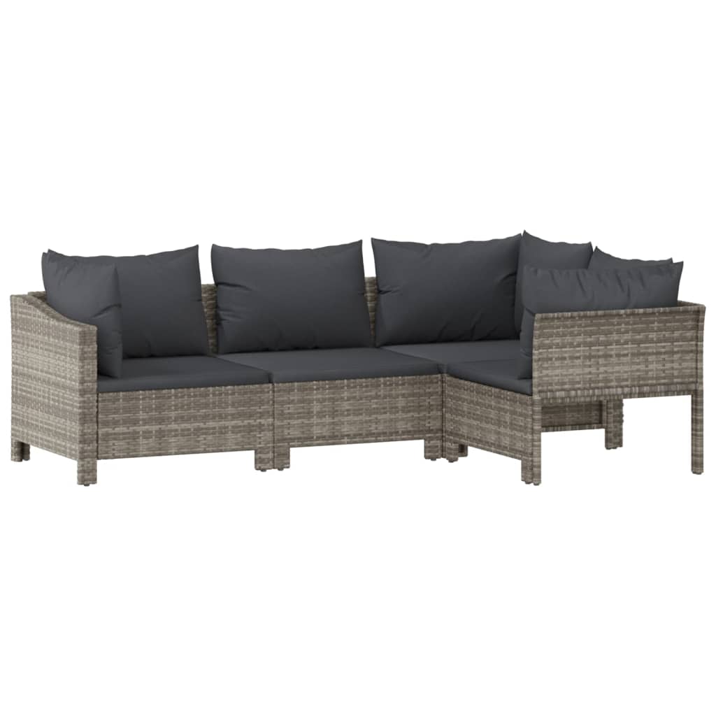 vidaXL 6 Piece Patio Lounge Set with Cushions Gray Poly Rattan VidaXL