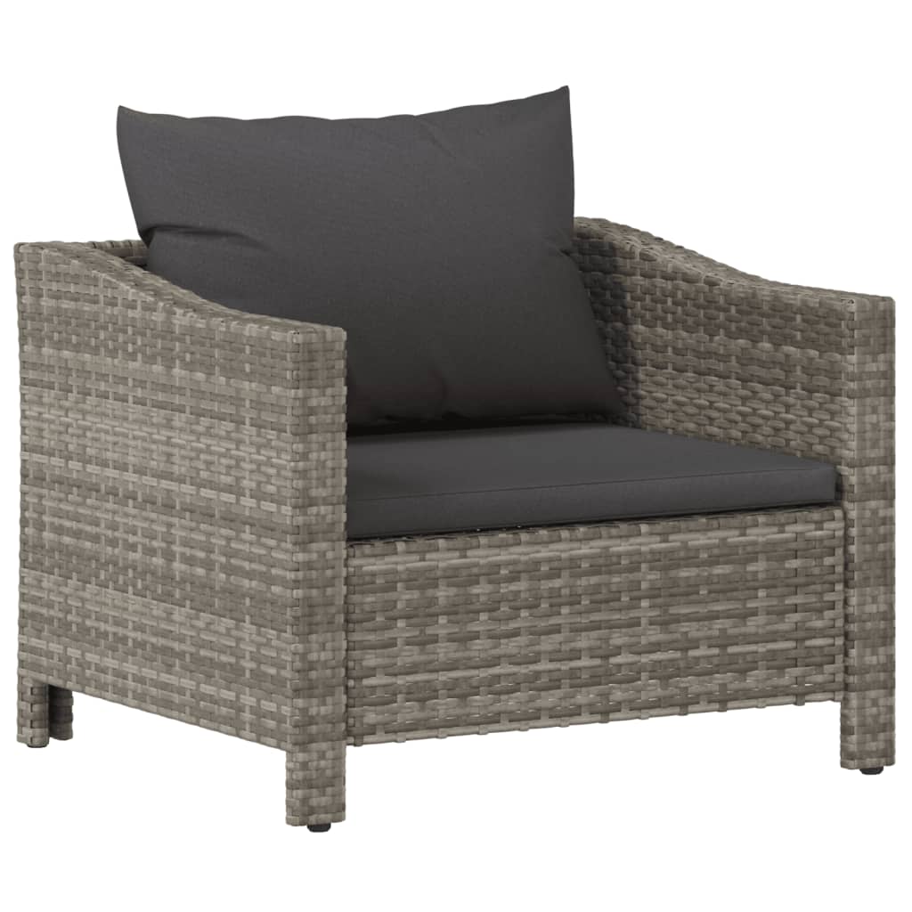 vidaXL 6 Piece Patio Lounge Set with Cushions Gray Poly Rattan VidaXL