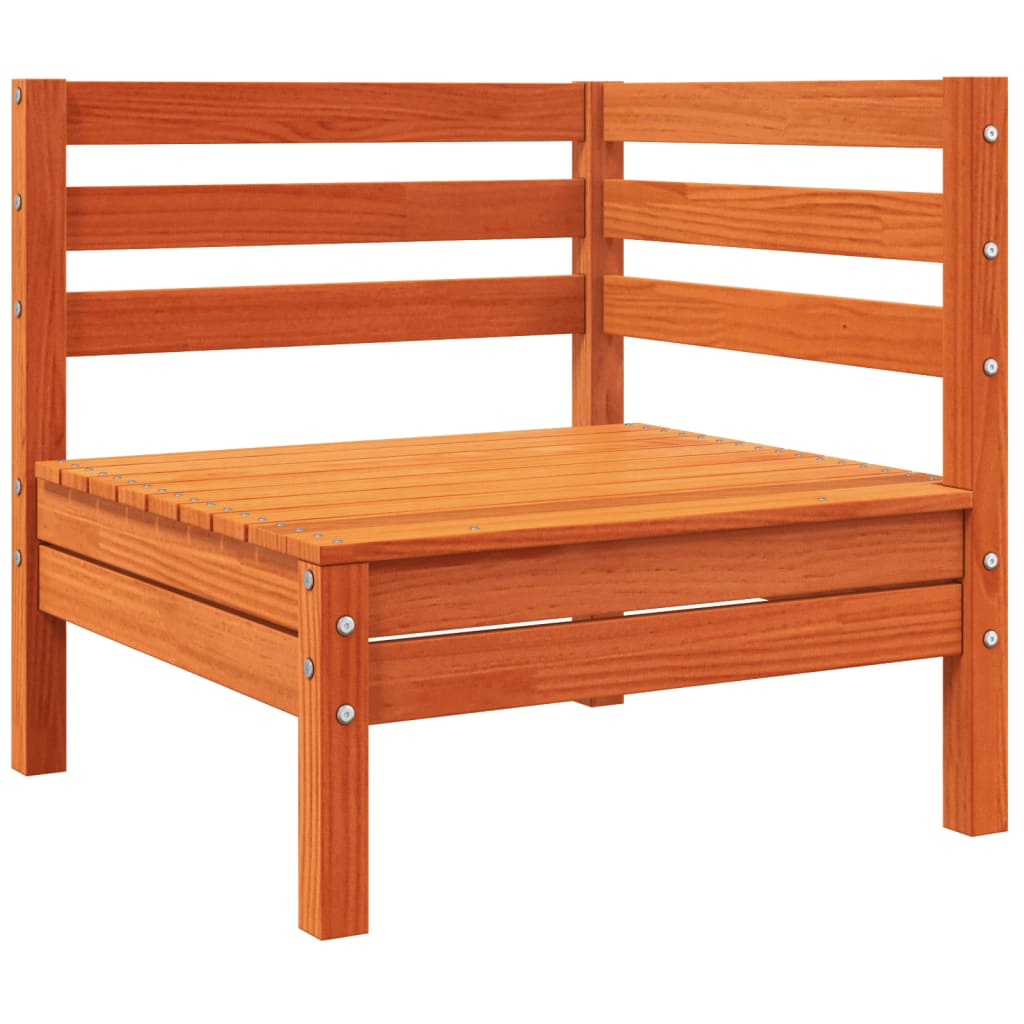 vidaXL Patio Sofa Corner with Cushions Wax Brown Solid Wood Pine VidaXL