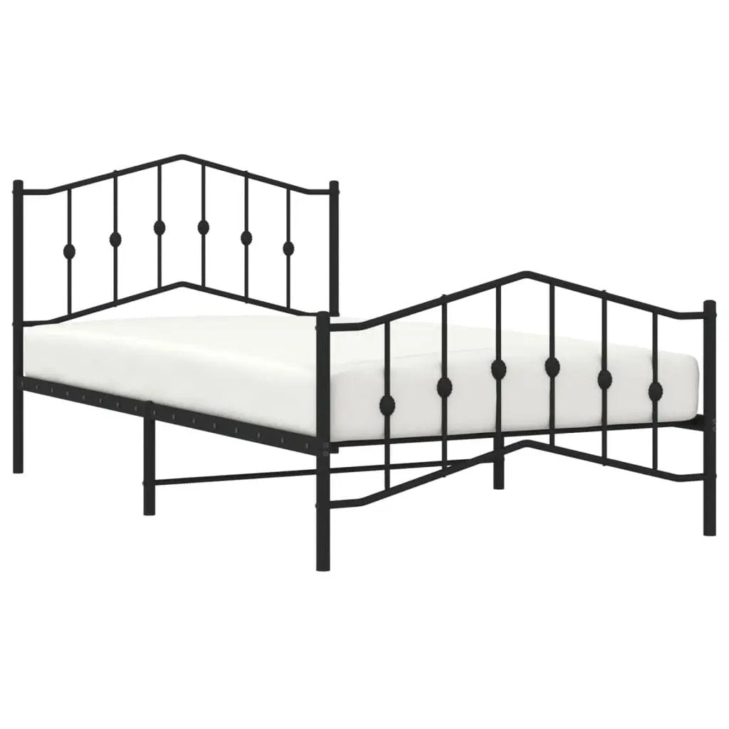 vidaXL Metal Bed Frame with Headboard and Footboard Black 39.4"x78.7" VidaXL