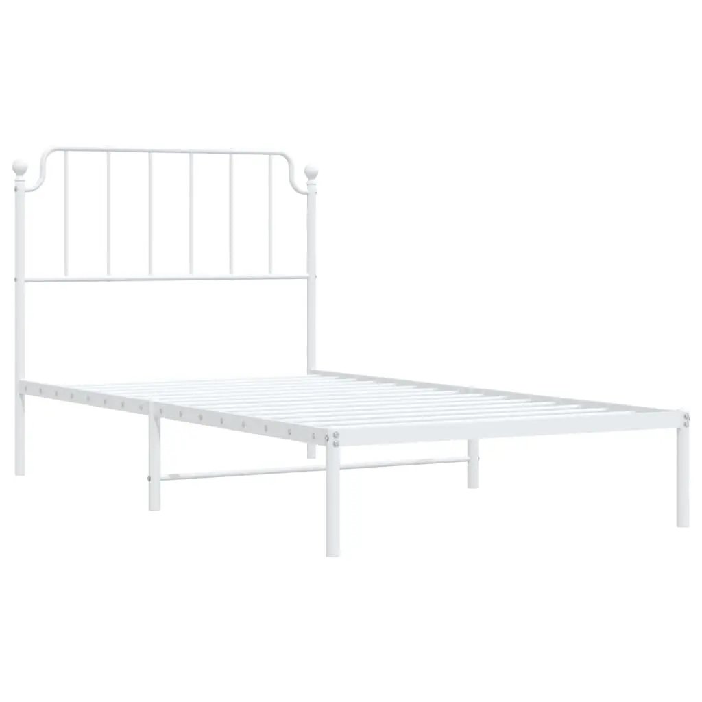 vidaXL Metal Bed Frame with Headboard White 39.4"x74.8" Twin VidaXL