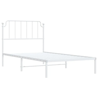 vidaXL Metal Bed Frame with Headboard White 39.4"x74.8" Twin VidaXL
