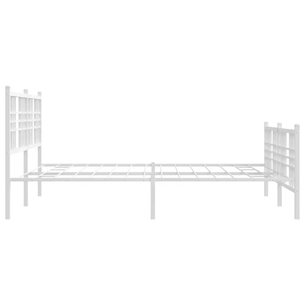 vidaXL Metal Bed Frame with Headboard and Footboard White 59.1"x78.7" VidaXL
