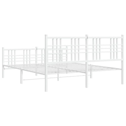 vidaXL Metal Bed Frame with Headboard and Footboard White 59.1"x78.7" VidaXL