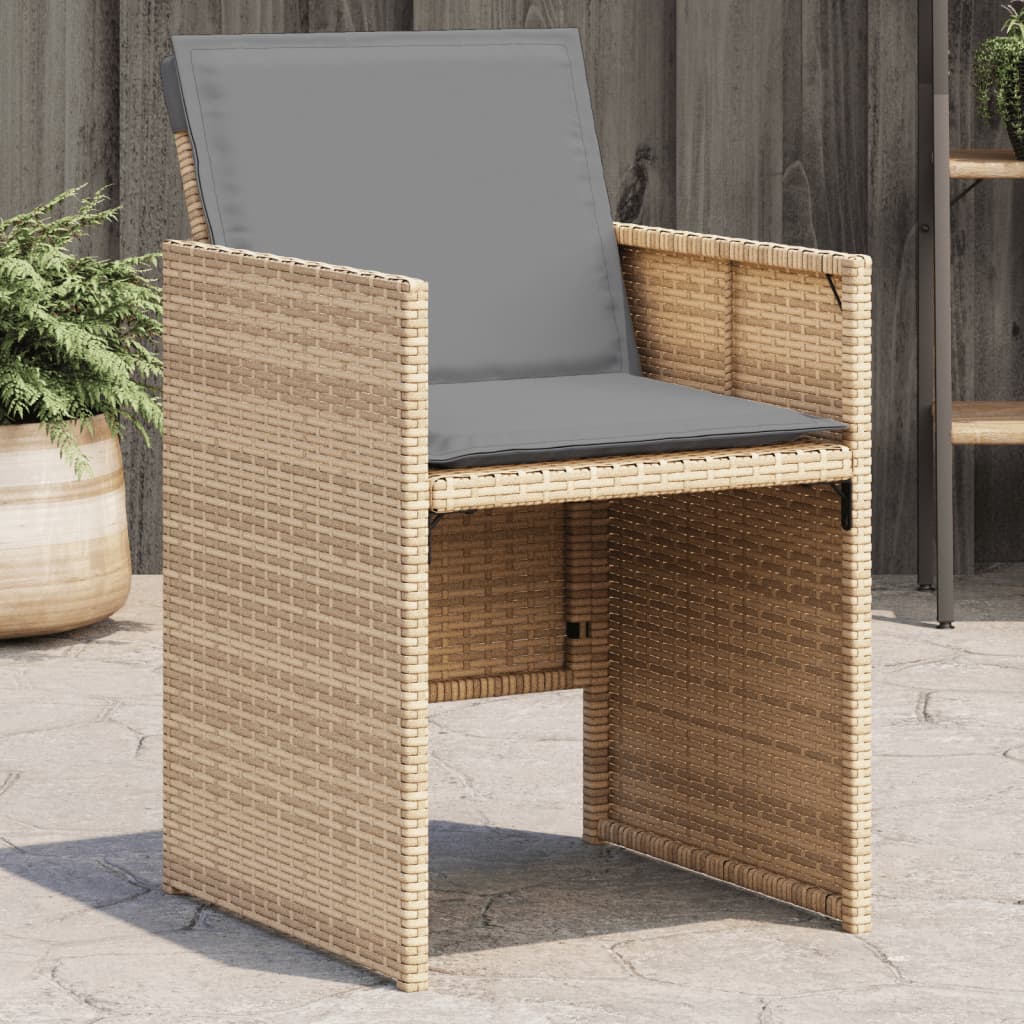 vidaXL Patio Chairs with Cushions 4 pcs Mix Beige Poly Rattan VidaXL