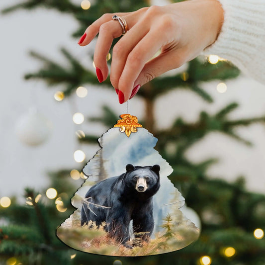 Alaskan Black Bear Tree Wooden Ornaments by G.Debrekht - Wildlife Holiday Decor - 870008 G. DeBrekht