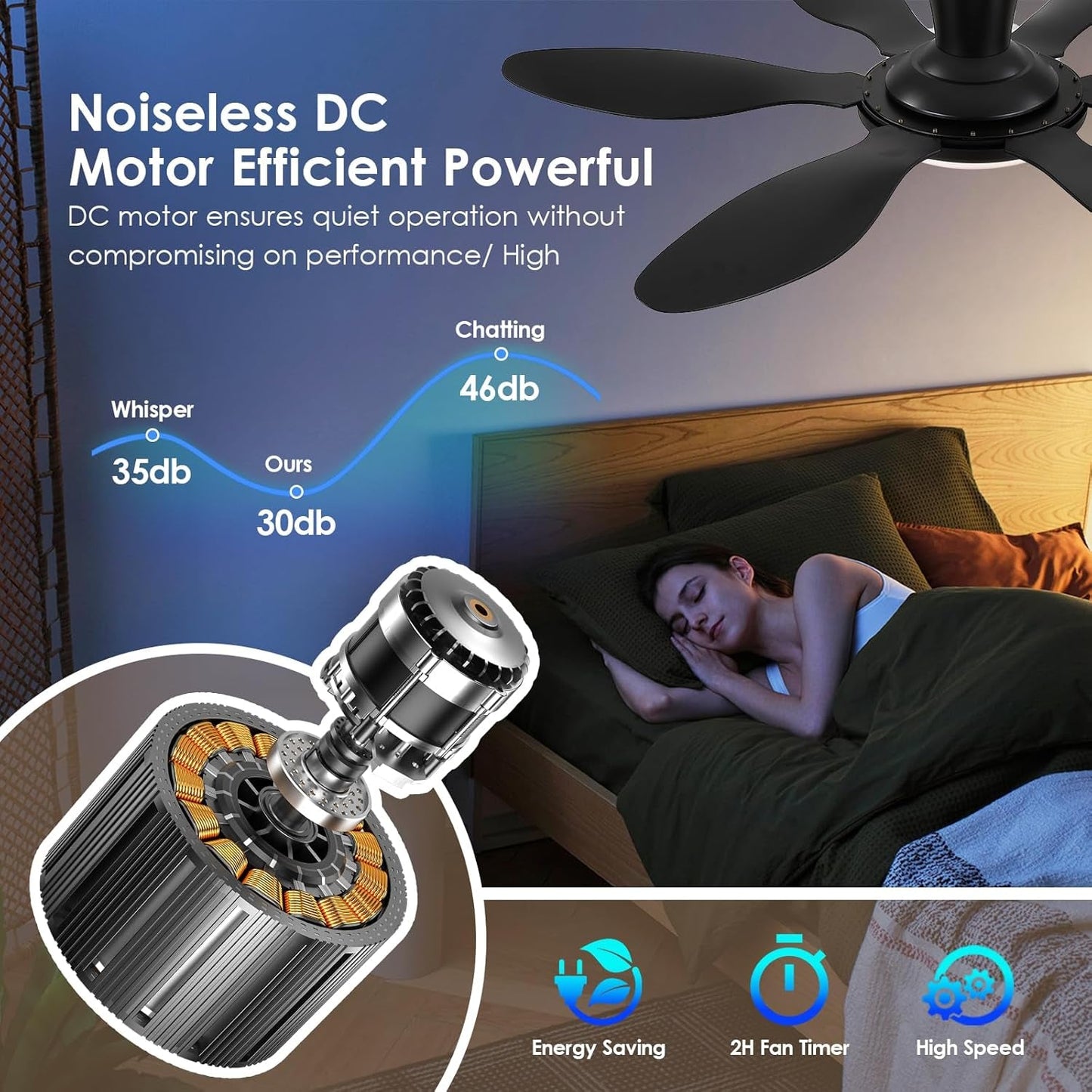 51 Inch Black Ceiling Fan With Light-2
