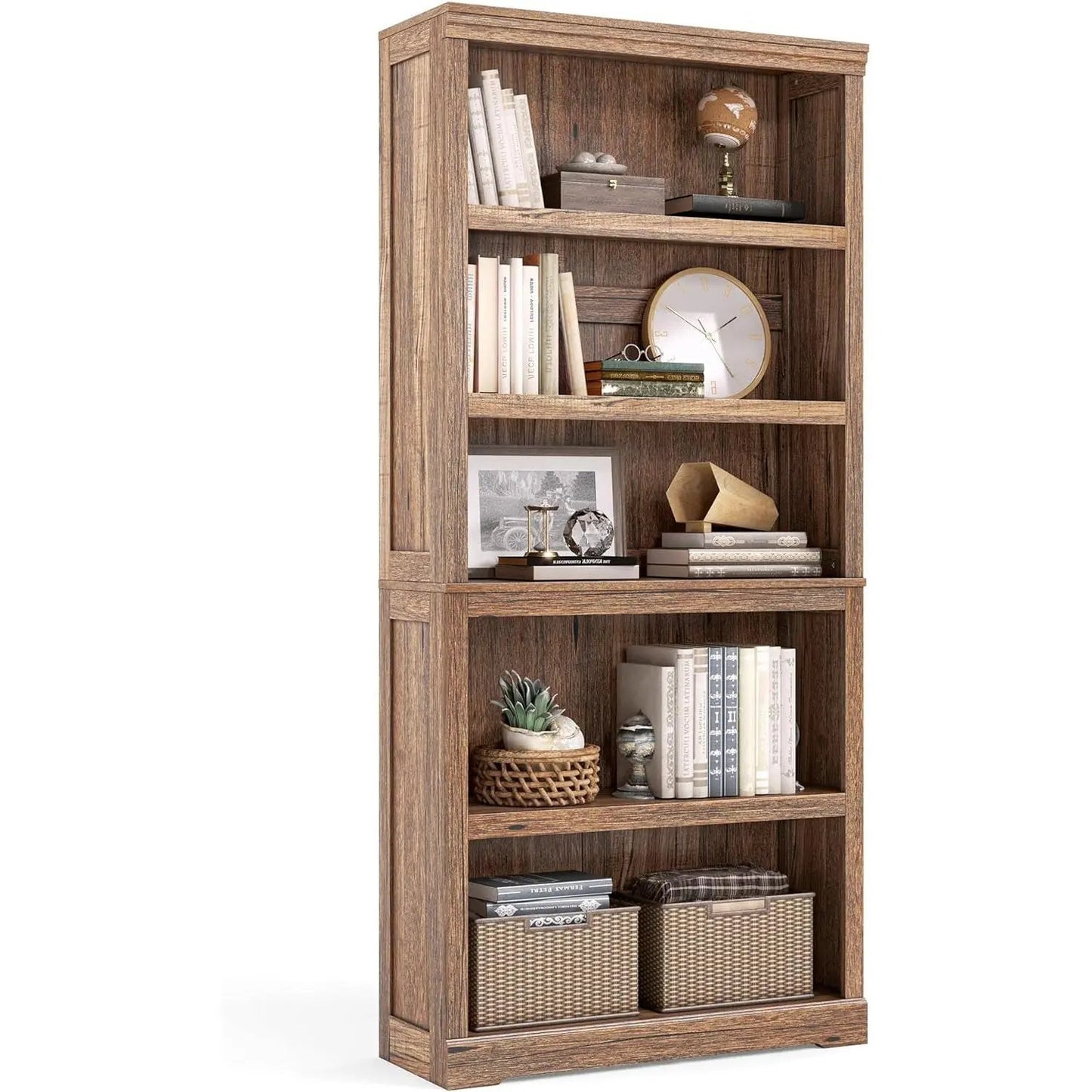 5-Shelf Bookcase, Bookshelves Floor Standing Display Storage Shelves 68 in Tall Bookcase Home Decor Furniture for Home Office, Living Room, Bed Room - Dark Brown-0