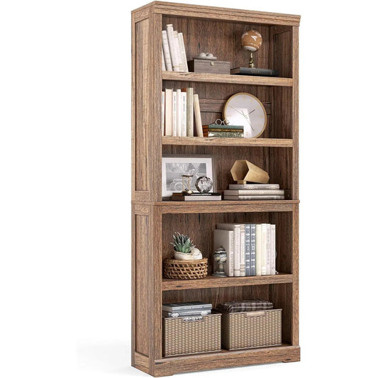 5-Shelf Bookcase, Bookshelves Floor Standing Display Storage Shelves 68 in Tall Bookcase Home Decor Furniture for Home Office, Living Room, Bed Room - Dark Brown-0