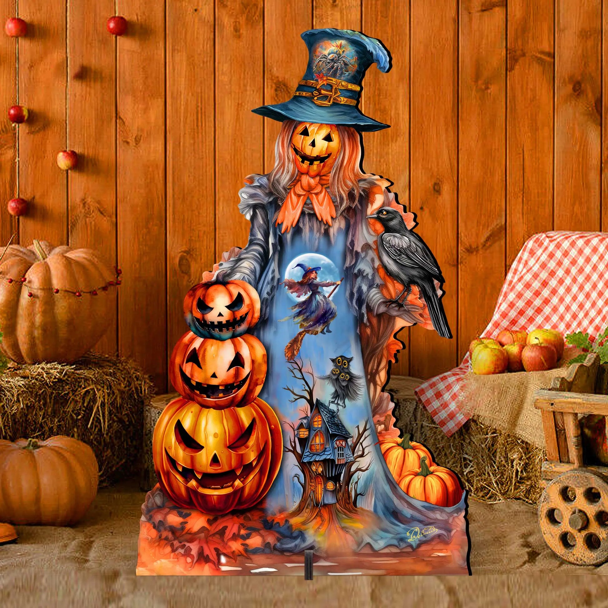 Halloween Pumpkin Scarecrow Freestanding Decor - Halloween Garden Decor by G. Debrekht - Halloween Decor- 8652796F G. DeBrekht