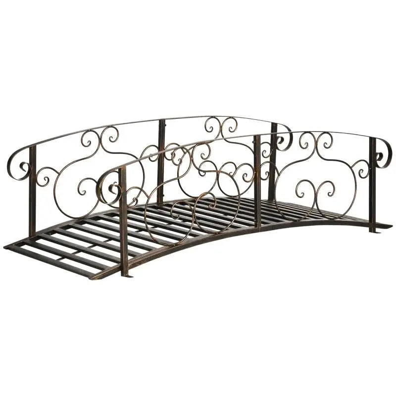 Outdoor Vintage Bronze Arch 6-ft Garden Bridge with Side-Rails FastFurnishings