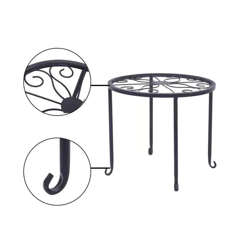Set of 4 - Indoor Outdoor Black Metal Plant Stand FastFurnishings