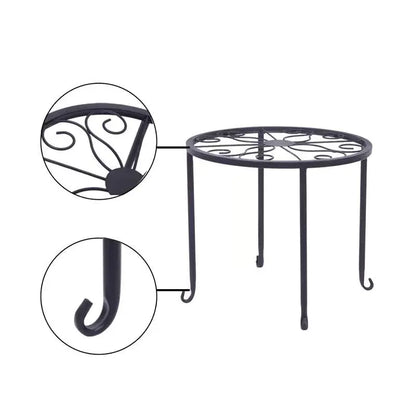 Set of 4 - Indoor Outdoor Black Metal Plant Stand FastFurnishings