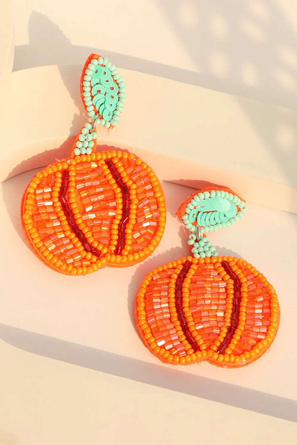 Halloween Pumpkin Earrings Threaded Pear