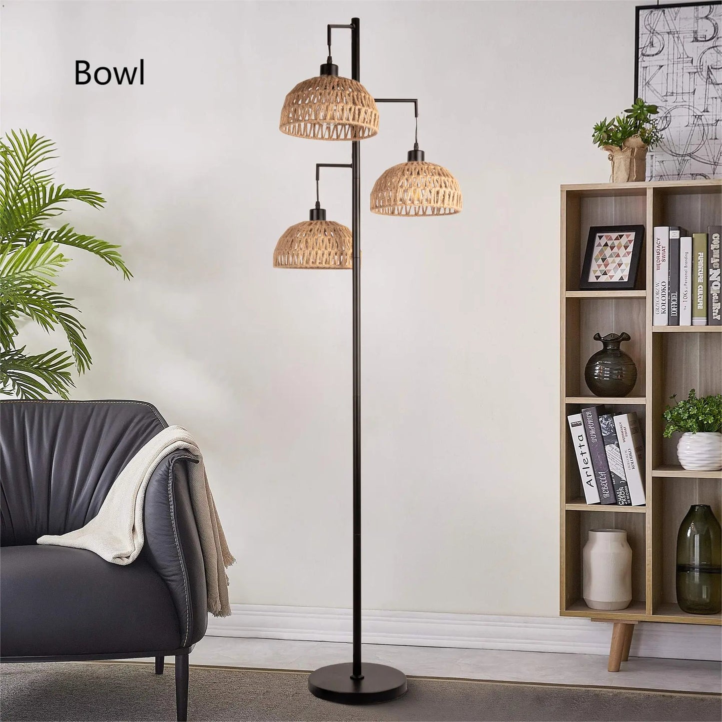 Indoor Boho Rattan Floor Lamp-6