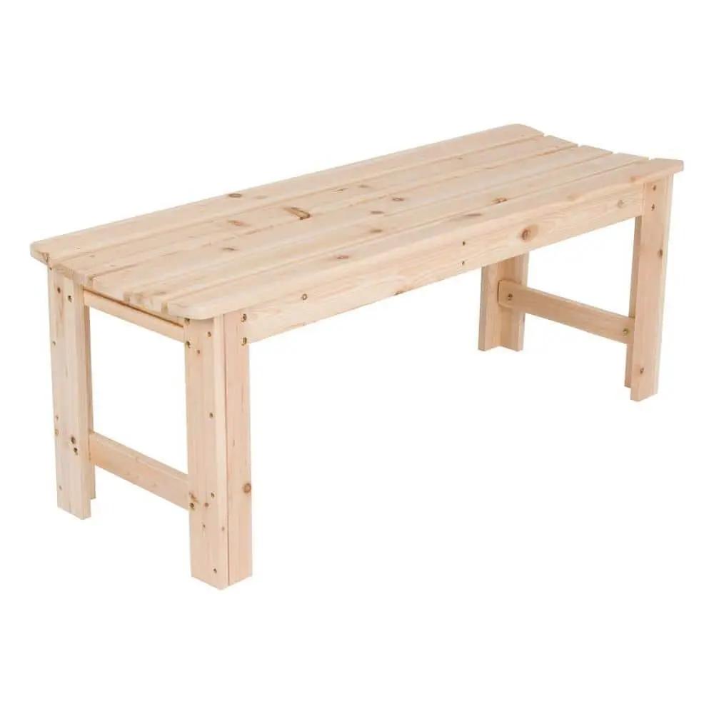 Outdoor Patio Backless Cedar Wood 4-ft. Garden Bench in Natural Finish-1