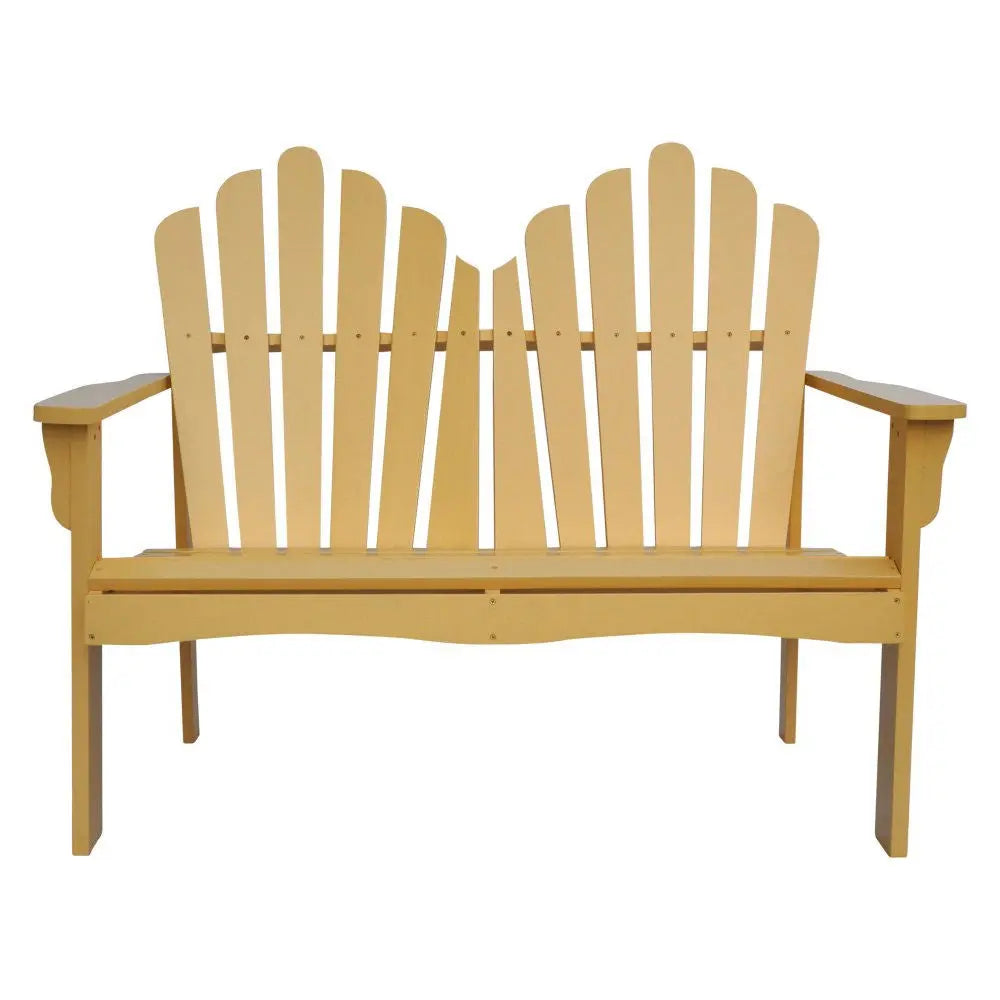 Outdoor Cedar Wood Garden Bench Loveseat in Beeswax Finish FastFurnishings