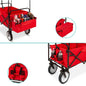 Collapsible Utility Wagon Cart Indoor/Outdoor with Canopy - Red FastFurnishings