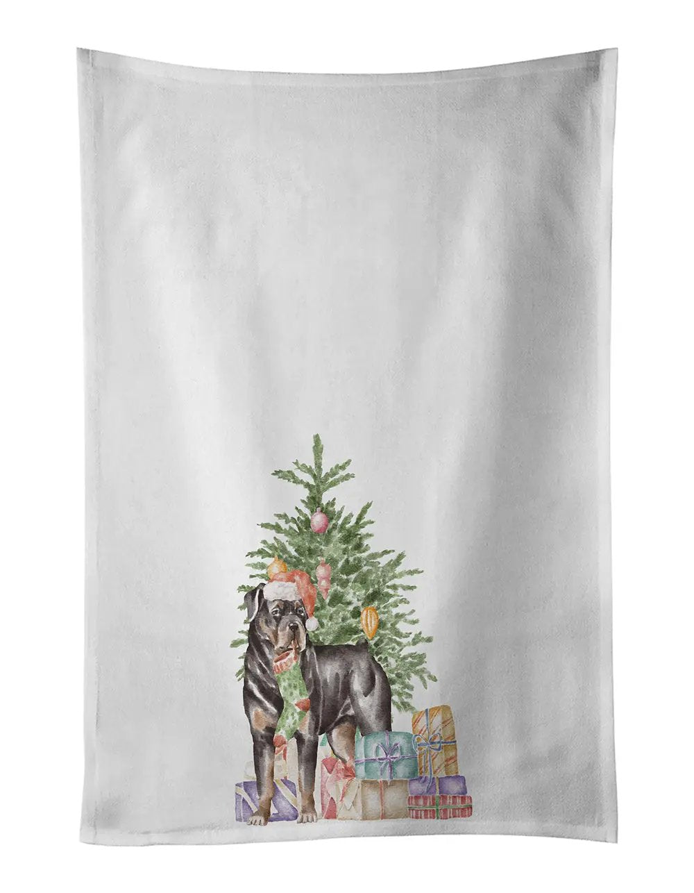 Rottweiler Christmas Presents and Tree Kitchen Towel Set of 2-0