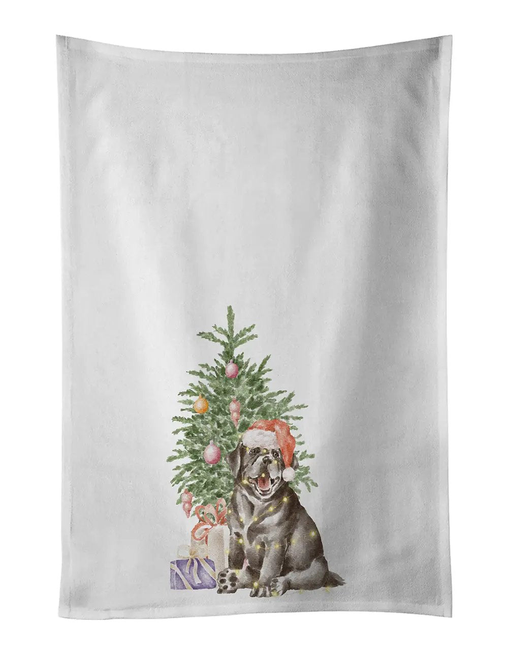 Labrador Retriever Black Puppy Christmas Presents and Tree Kitchen Towel Set of 2-0