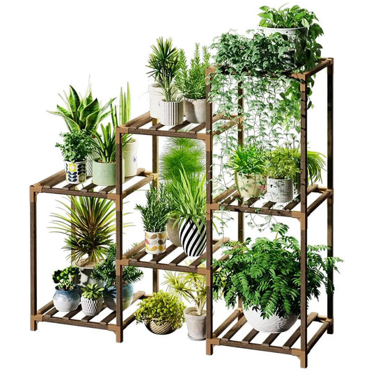3-Tier Indoor Outdoor Wooden Plant Stand Planter Shelf FastFurnishings