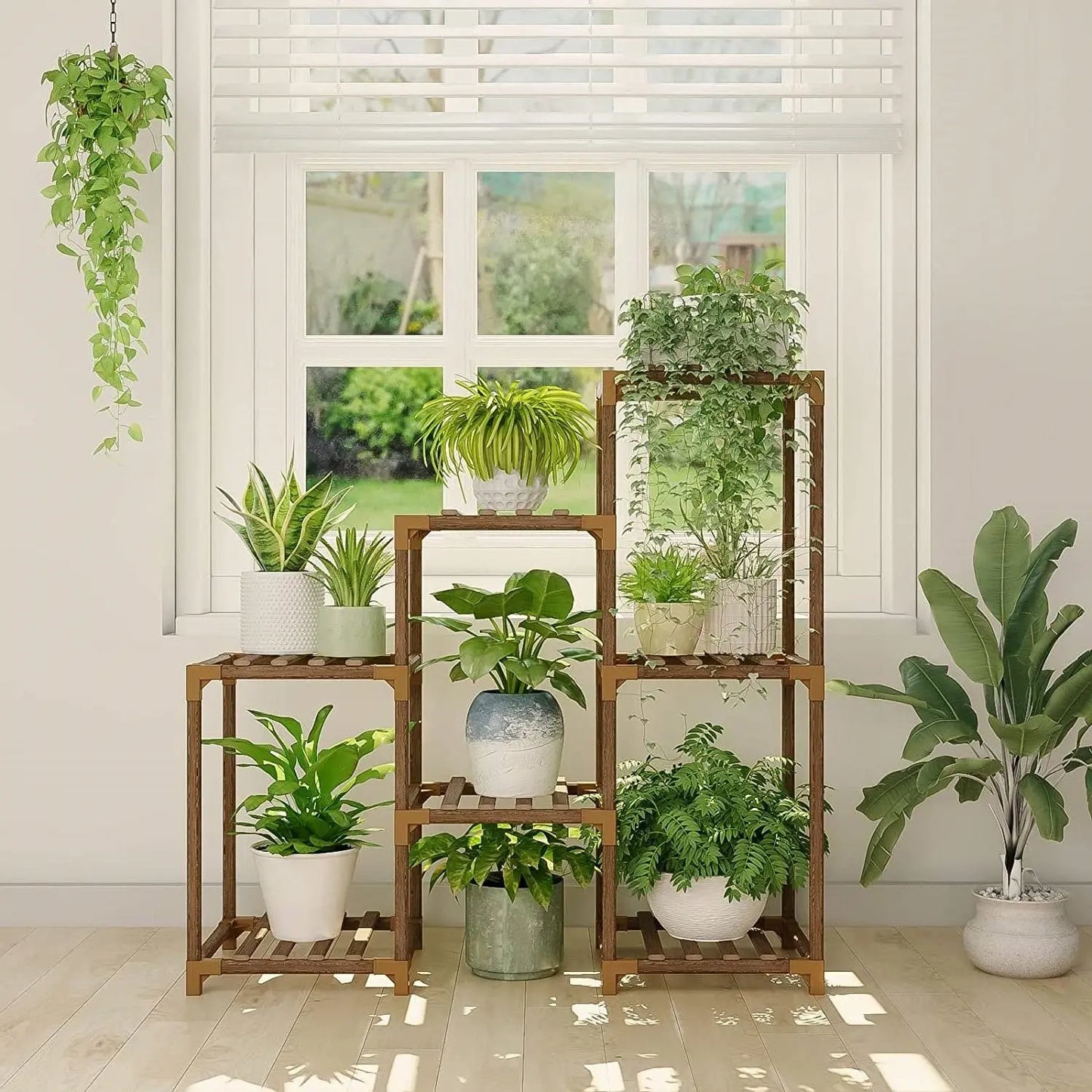 3-Tier Indoor Outdoor Wooden Plant Stand Planter Shelf FastFurnishings