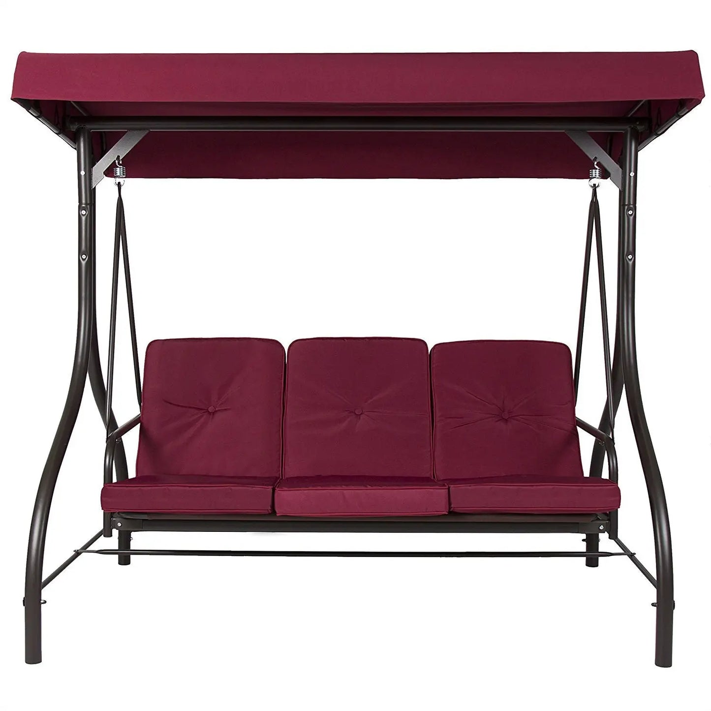 Burgundy Outdoor Patio Deck Porch Canopy Swing with Cushions FastFurnishings