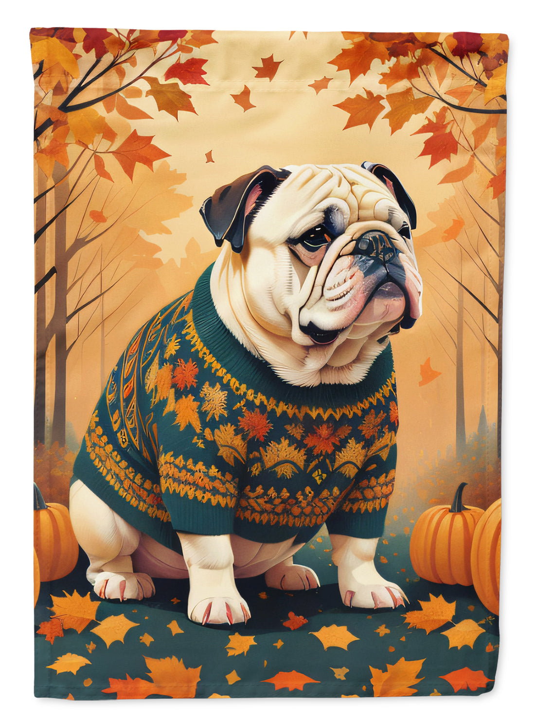 White English Bulldog Fall Garden Flag Caroline's Treasures