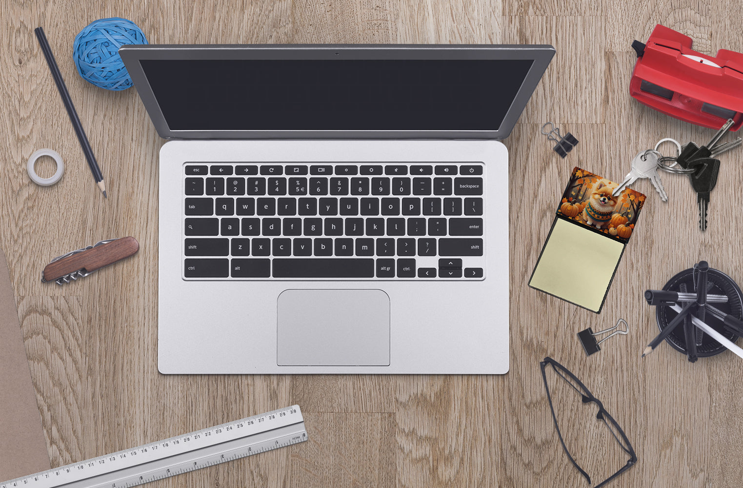 Pomeranian Fall Sticky Note Holder Caroline's Treasures