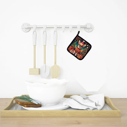Chihuahua Christmas Pair of Pot Holders-2