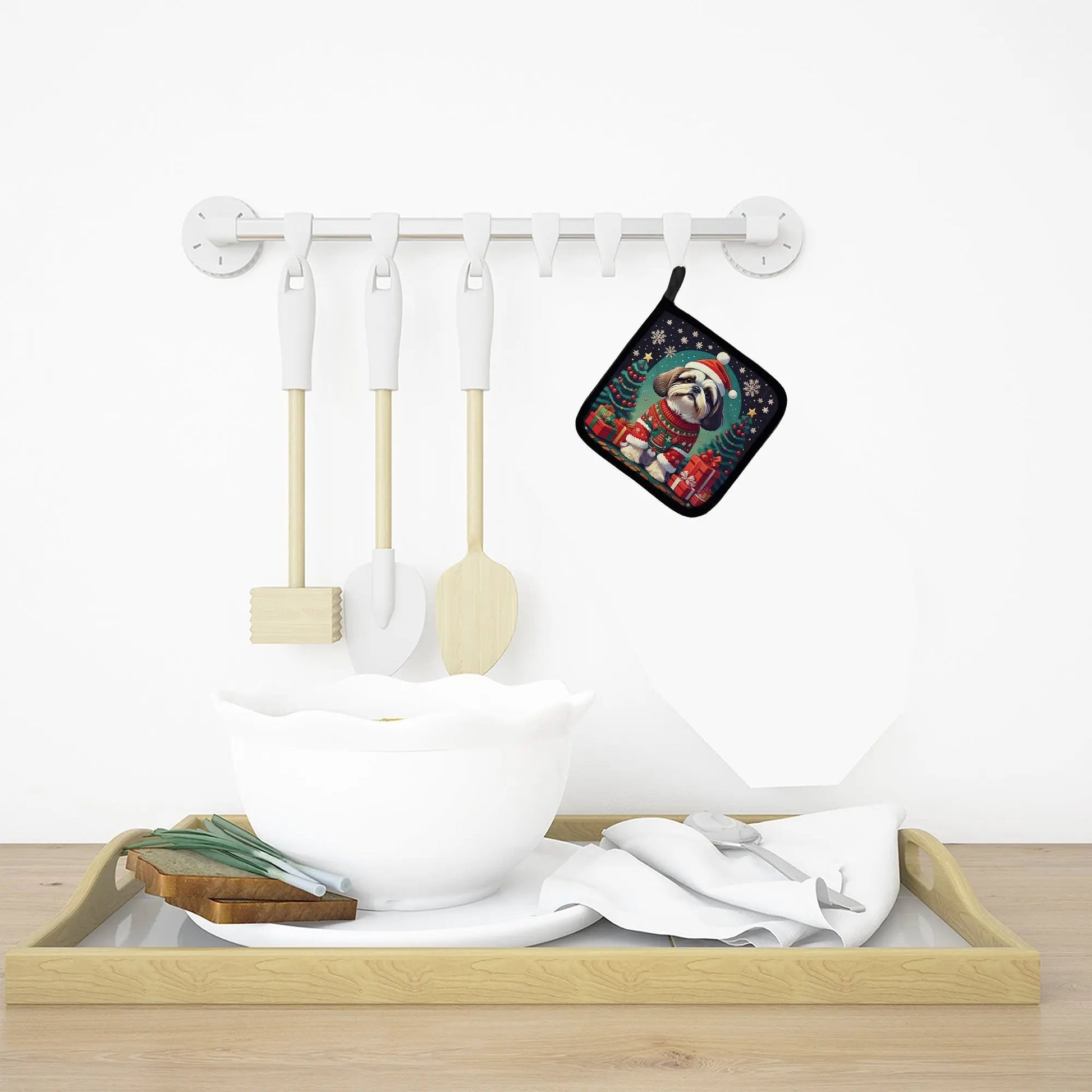 Shih Tzu Christmas Pair of Pot Holders-2