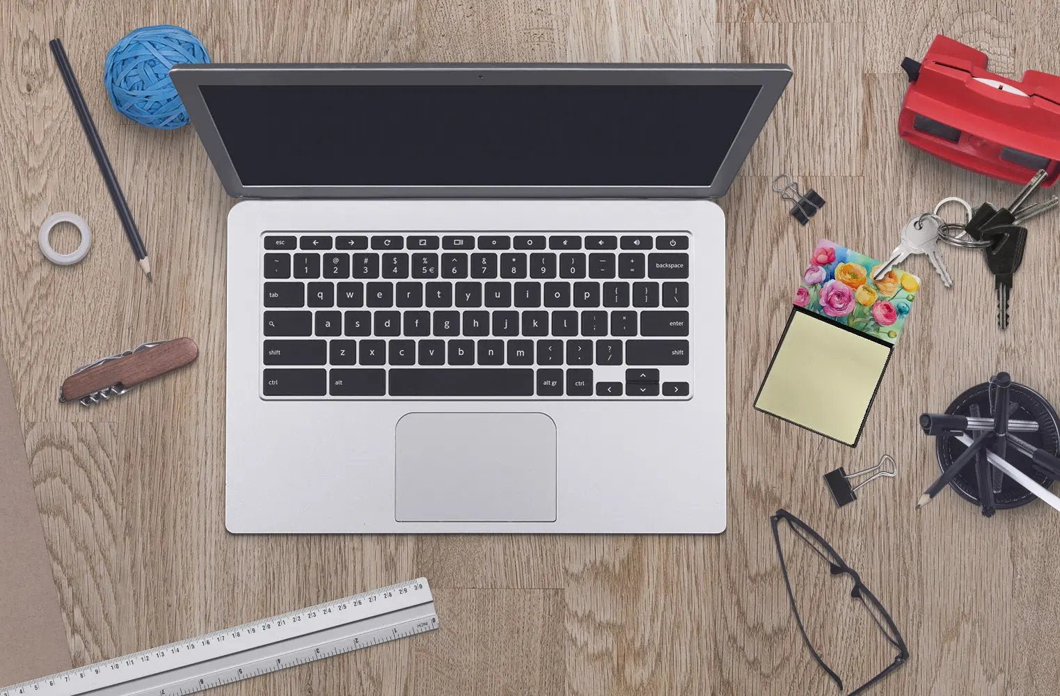 Ranunculus in Watercolor Sticky Note Holder-2