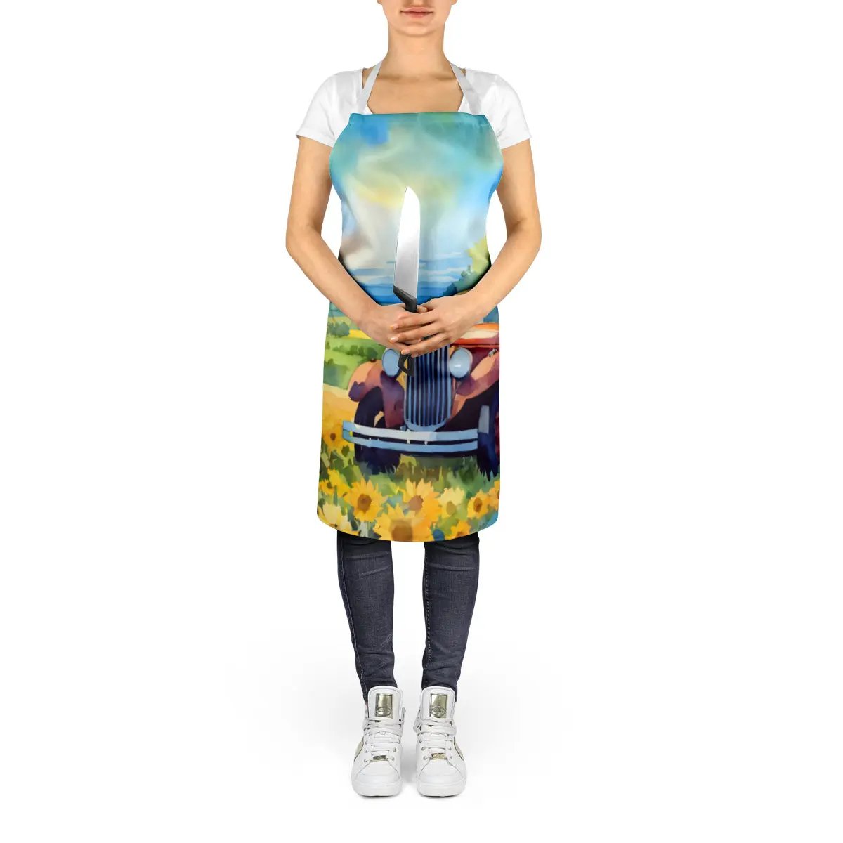 Kansas Sunflowers in Watercolor Apron - Vivid Treasure Zone