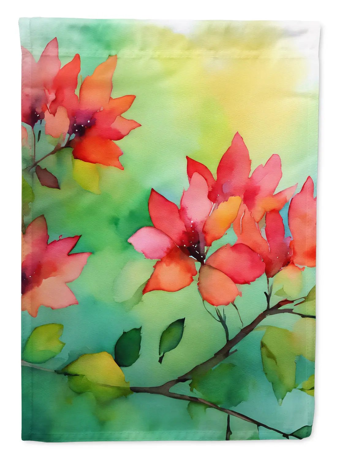 Missouri Hawthorns in Watercolor House Flag - Vivid Treasure Zone