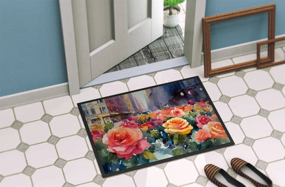 New York Roses in Watercolor Doormat-3