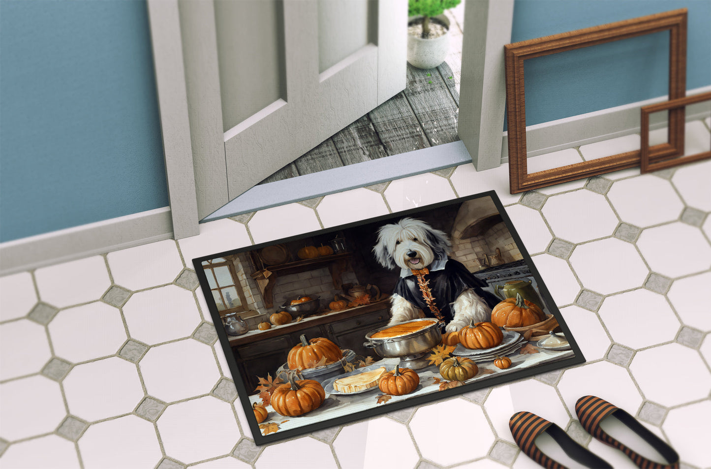 Old English Sheepdog Fall Kitchen Pumpkins Doormat Caroline's Treasures