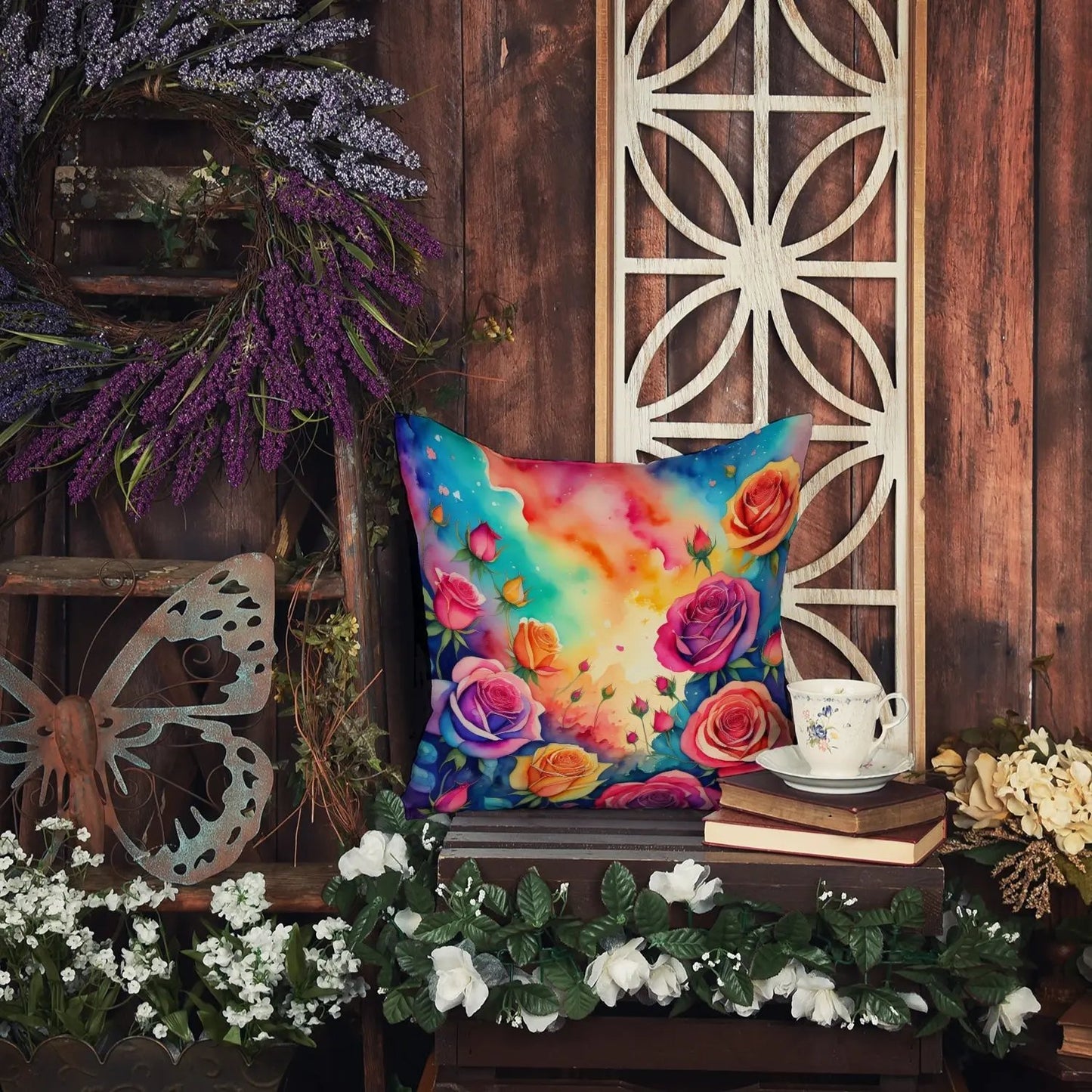 Colorful Roses Throw Pillow-4