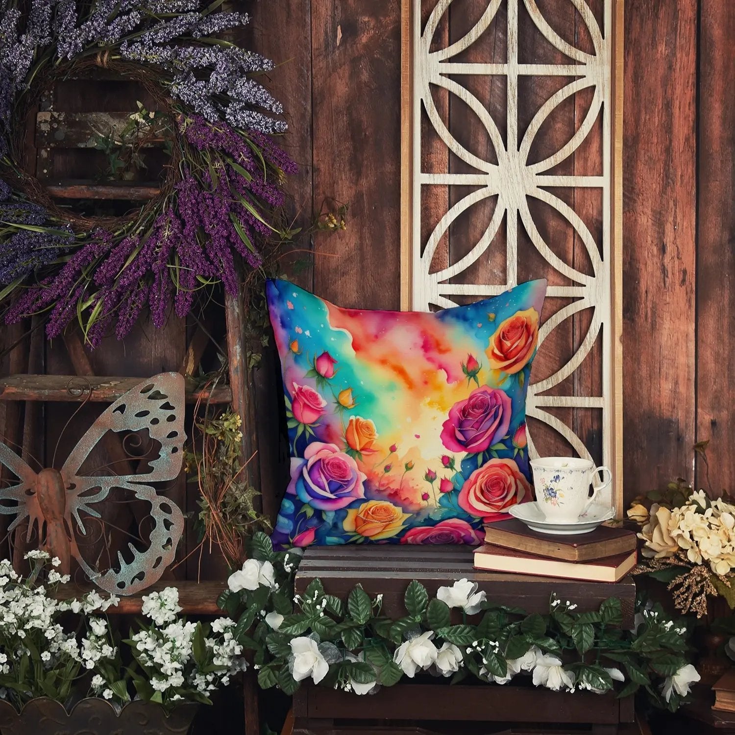 Colorful Roses Throw Pillow-4