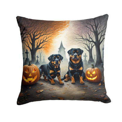 Rottweiler Spooky Halloween Throw Pillow - Vivid Treasure Zone