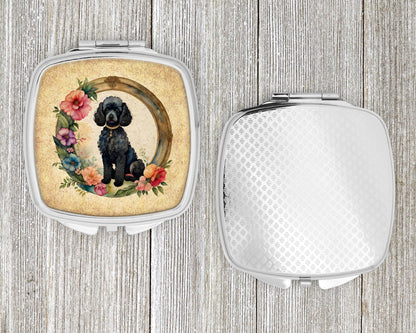Black Poodle and Flowers Compact Mirror Caroline's Treasures