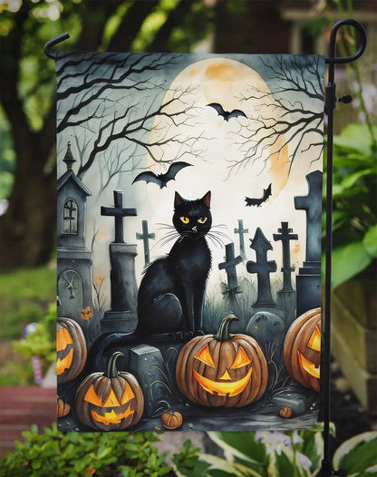 Black Cat Spooky Halloween Garden Flag - Vivid Treasure Zone