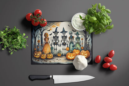 Calacas Skeletons Spooky Halloween Glass Cutting Board-2