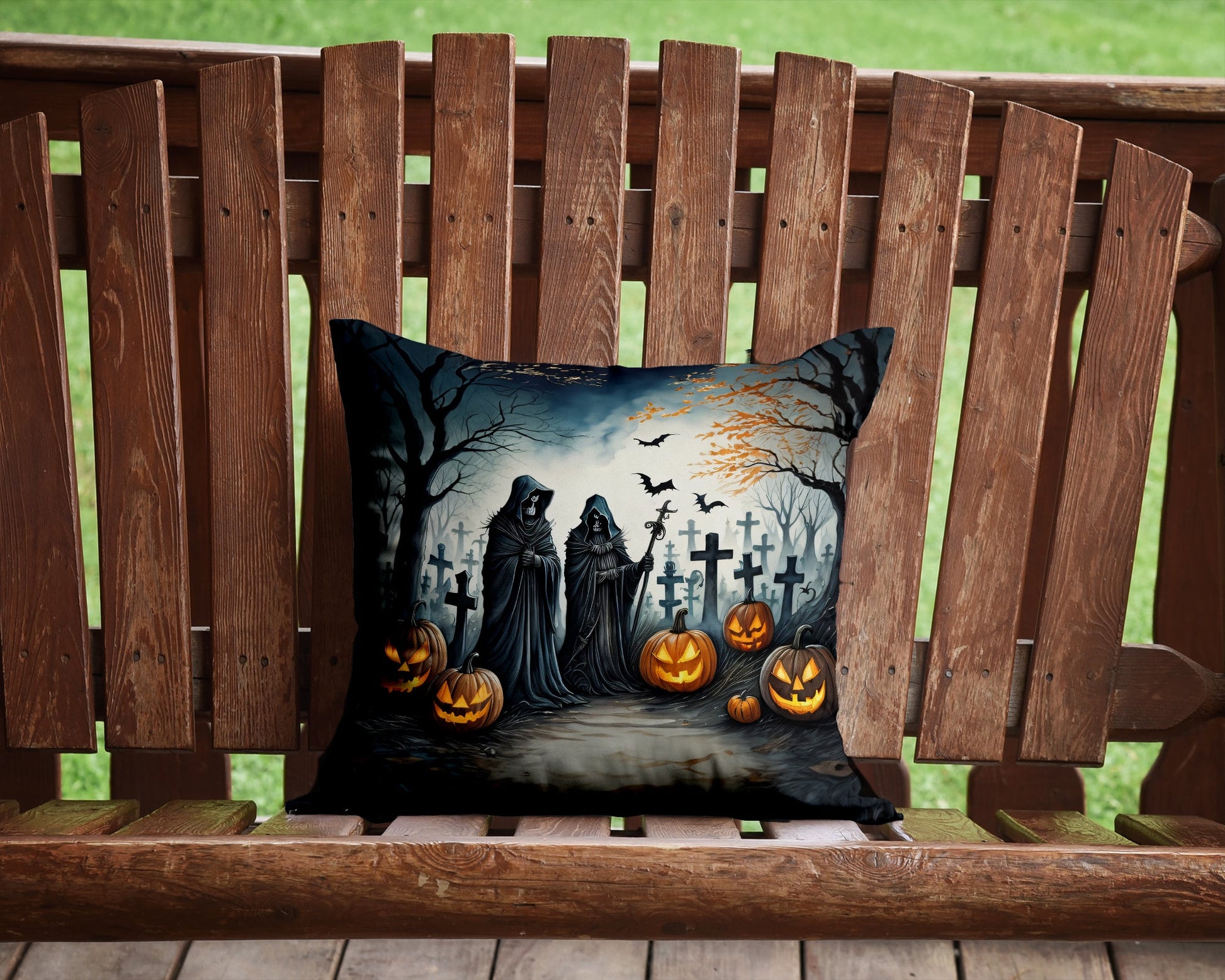 The Grim Reaper Spooky Halloween Throw Pillow-1