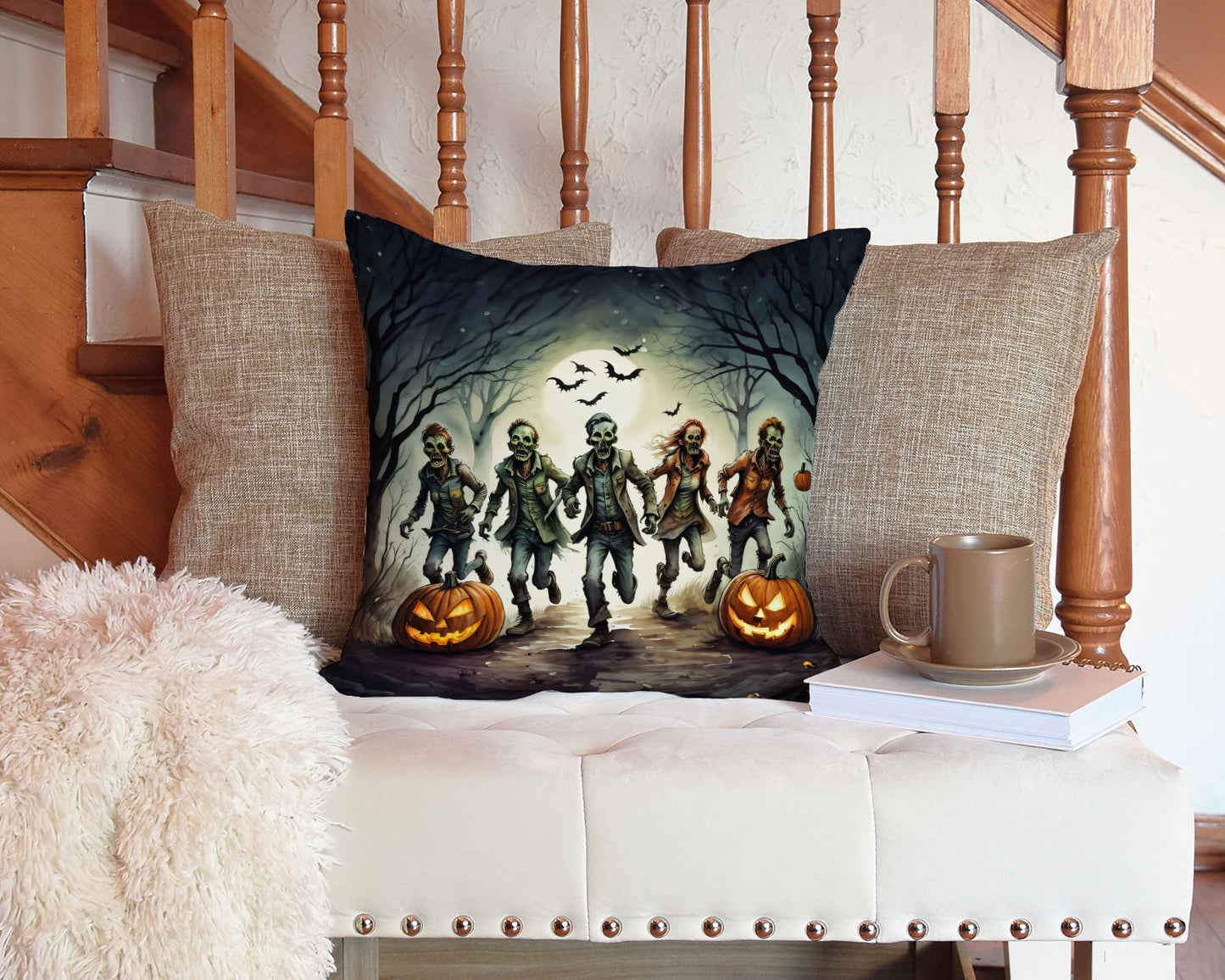Zombies Spooky Halloween Throw Pillow Caroline's Treasures