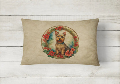 Australian Terrier Christmas Flowers Throw Pillow - Vivid Treasure Zone