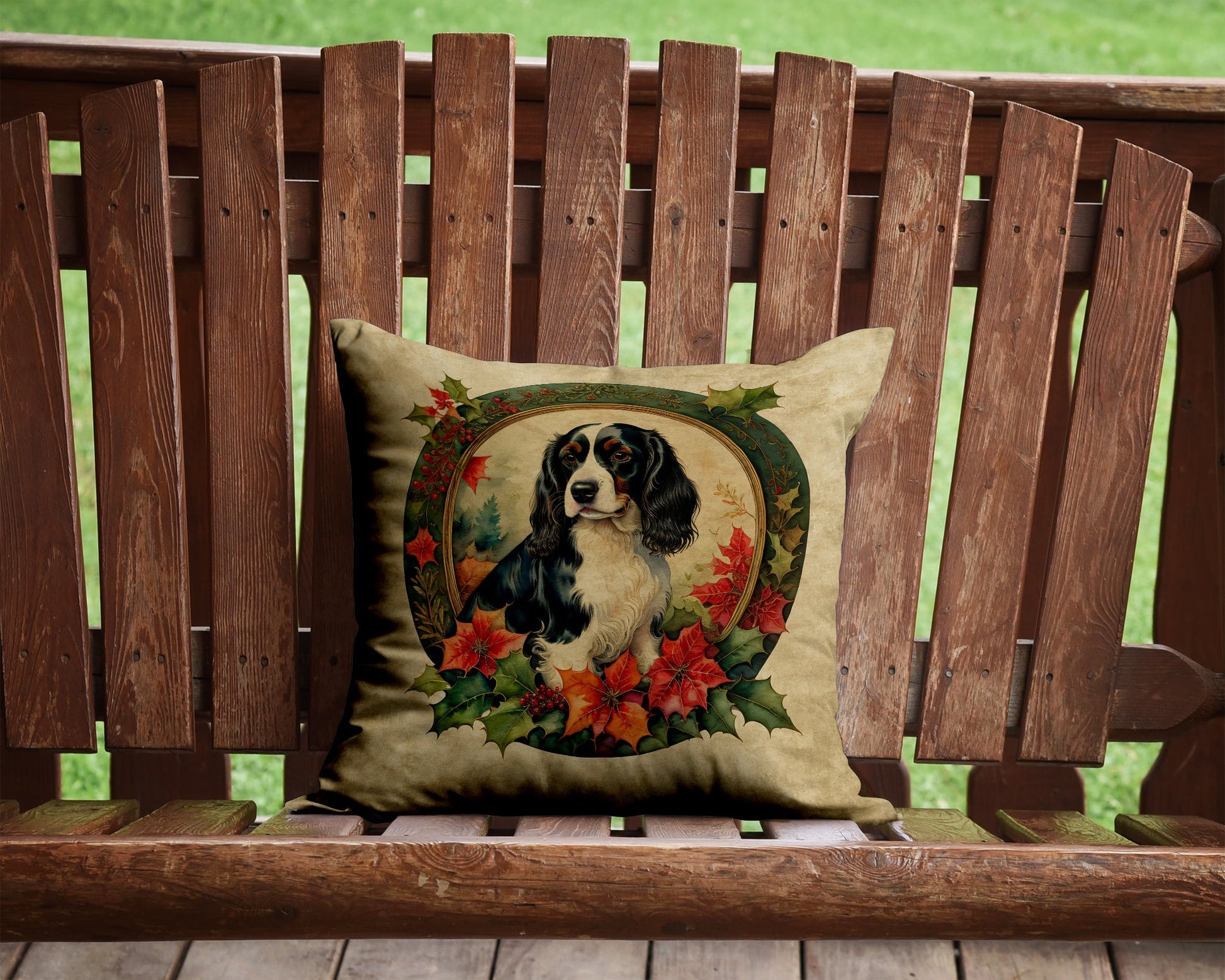 English Springer Spaniel Christmas Flowers Throw Pillow Caroline's Treasures