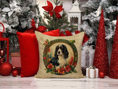 English Springer Spaniel Christmas Flowers Throw Pillow Caroline's Treasures