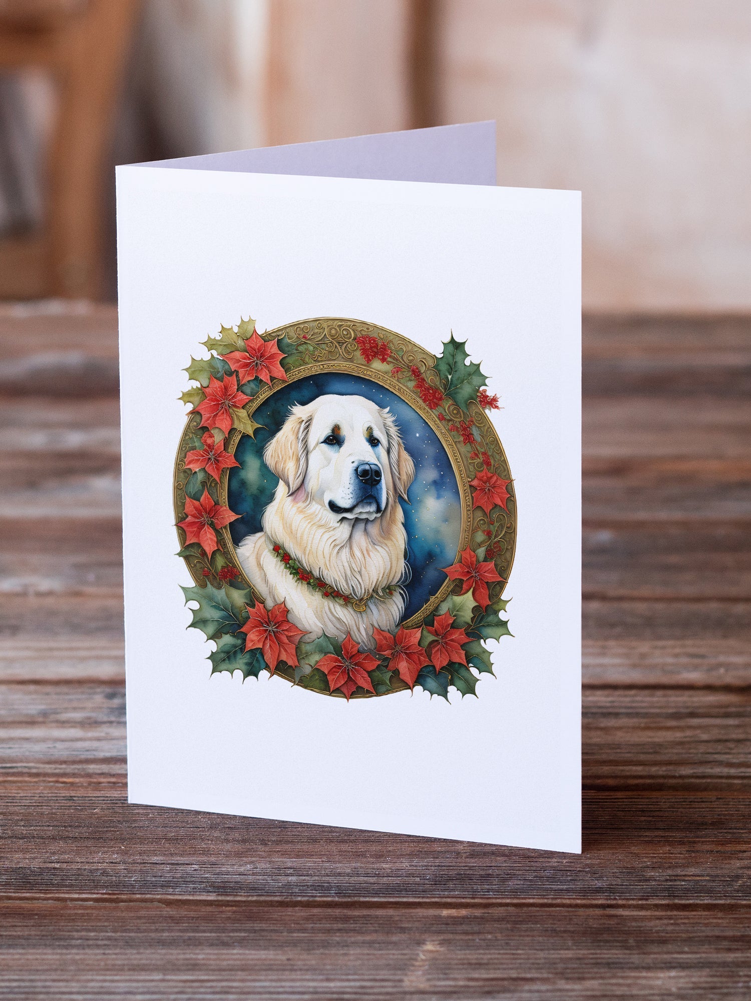 Great Pyrenees Christmas Flowers Greeting Cards Pack of 8 Caroline's Treasures