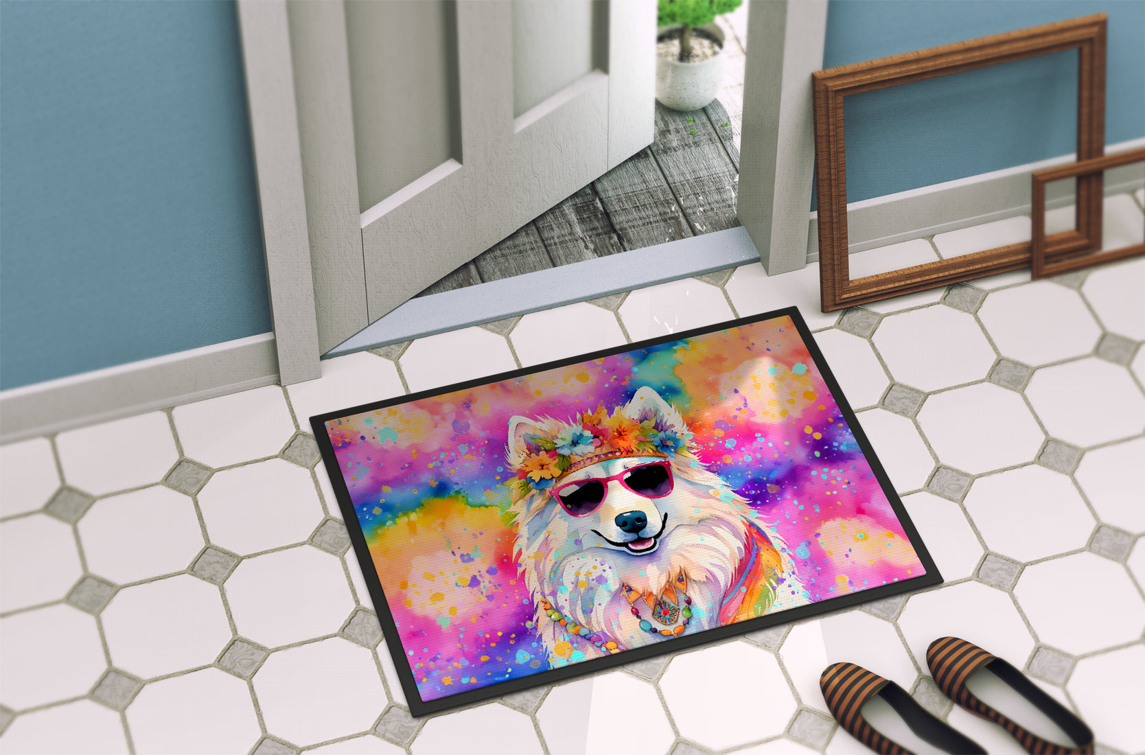 Samoyed Hippie Dawg Doormat Caroline's Treasures