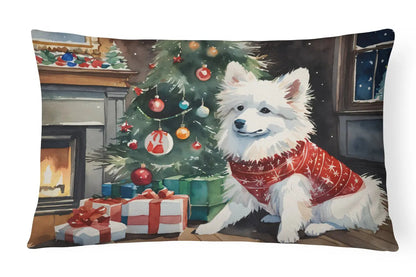 American Eskimo Cozy Christmas Throw Pillow - Vivid Treasure Zone
